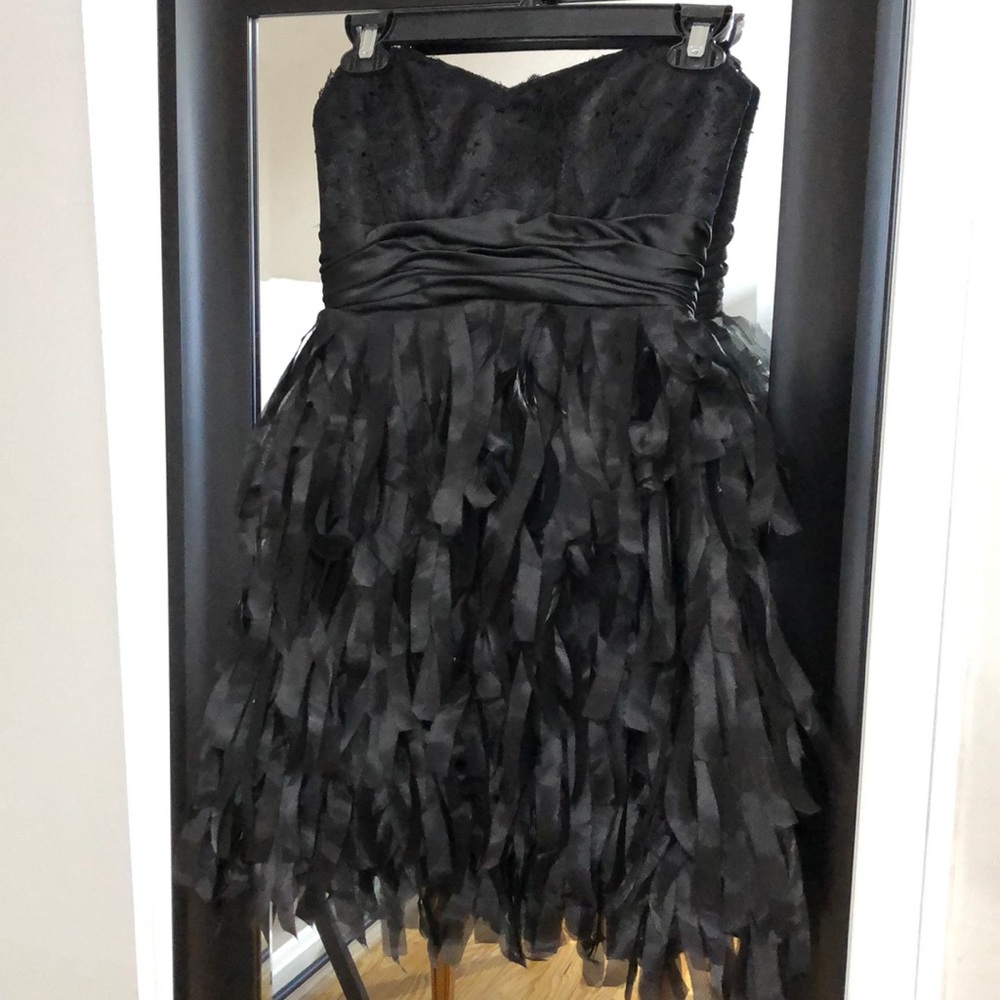 Custom black strapless cocktail dress